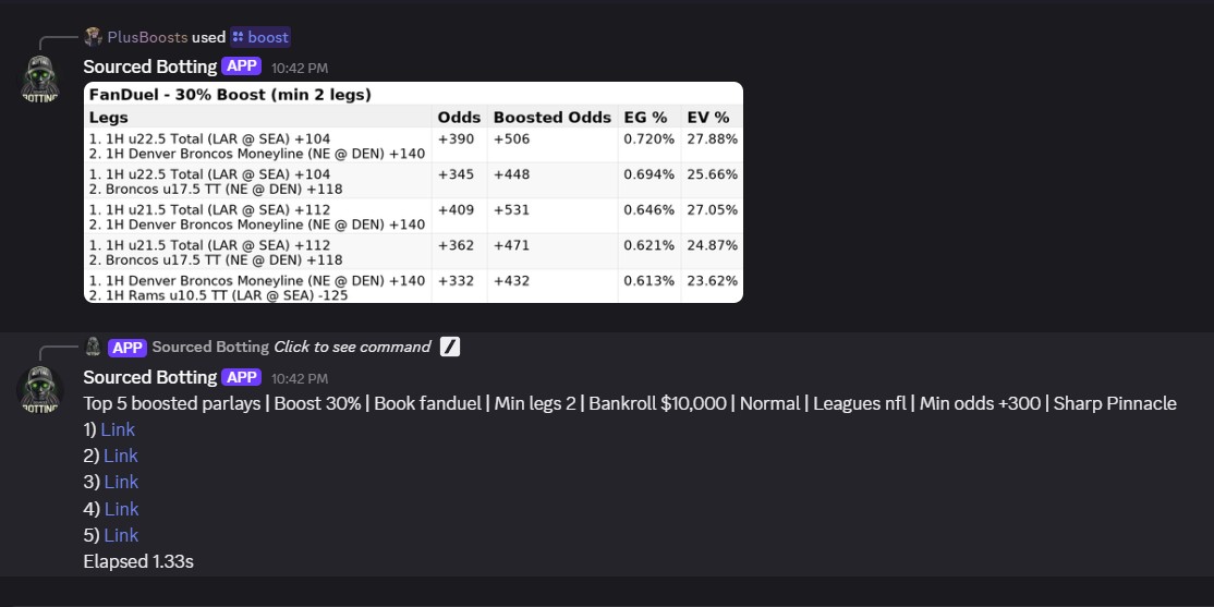 /boost command result